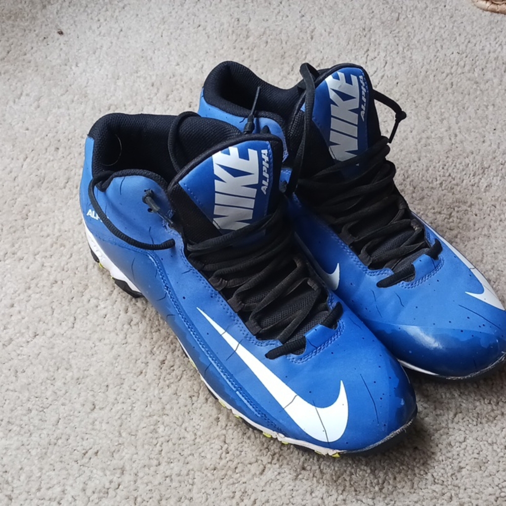 Nike Alpha Fast Flex Mens Football Cleats Size 13 Blue/White Excellent Condition